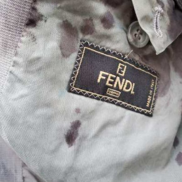 FENDI virgin wool gray grey black blue purple blazer jacket tie dyed unisex M L - Picture 5 of 8